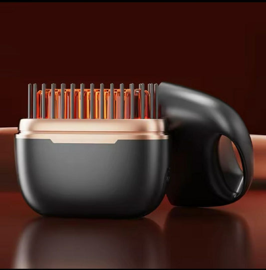 Portable Mini Cordless Hair Straightener Brush – USB Rechargeable, Anti-Scald Travel Styler